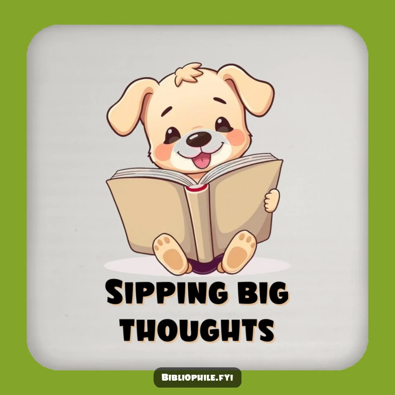 Funny Puppy Coaster: Enthusiastic Giant Book Drink Gift