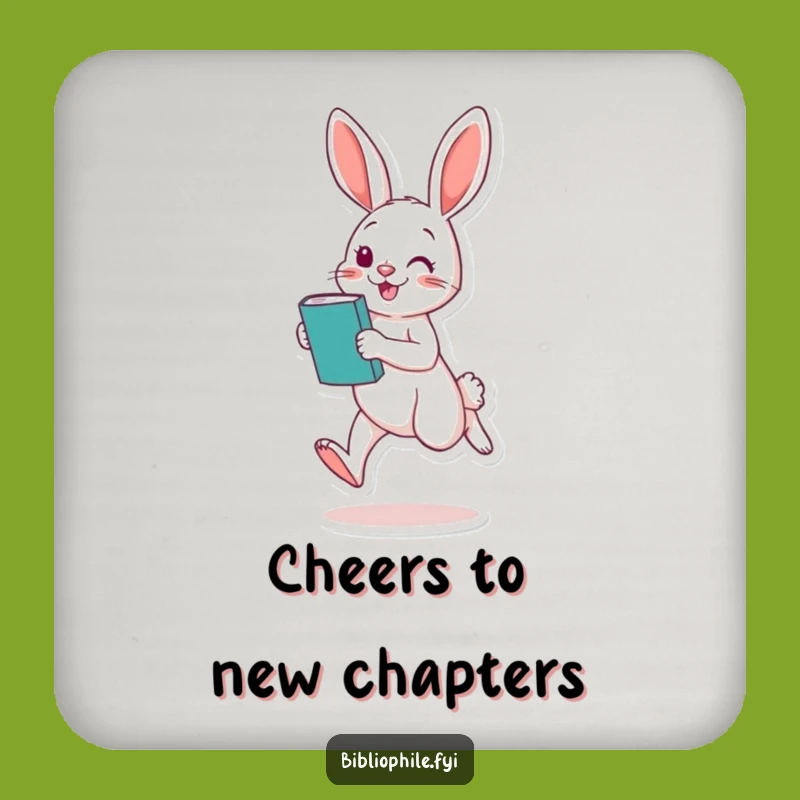 Funny Rabbit Hopping Coaster: Book Lover Protection, Charming Funny Gift