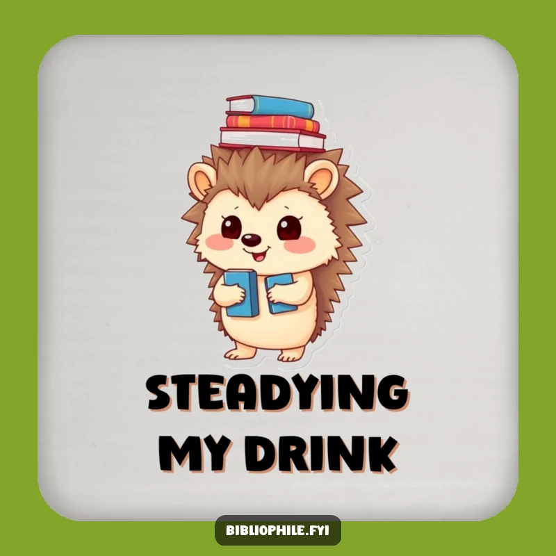 Funny Hedgehog Coasters, a Hilarious Set for Book Lover's Tables