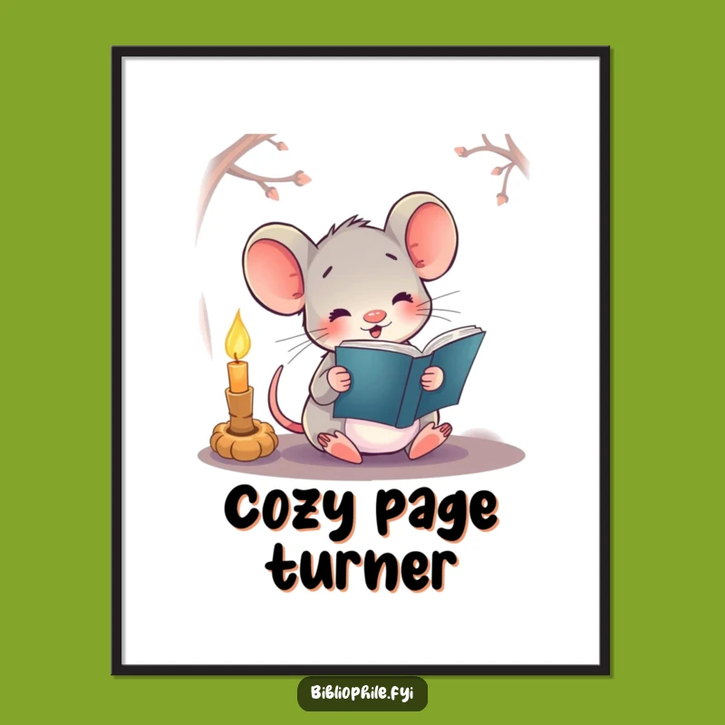 Funny Mouse Reading Poster, a Charming Piece of Wall Art for Book Lovers