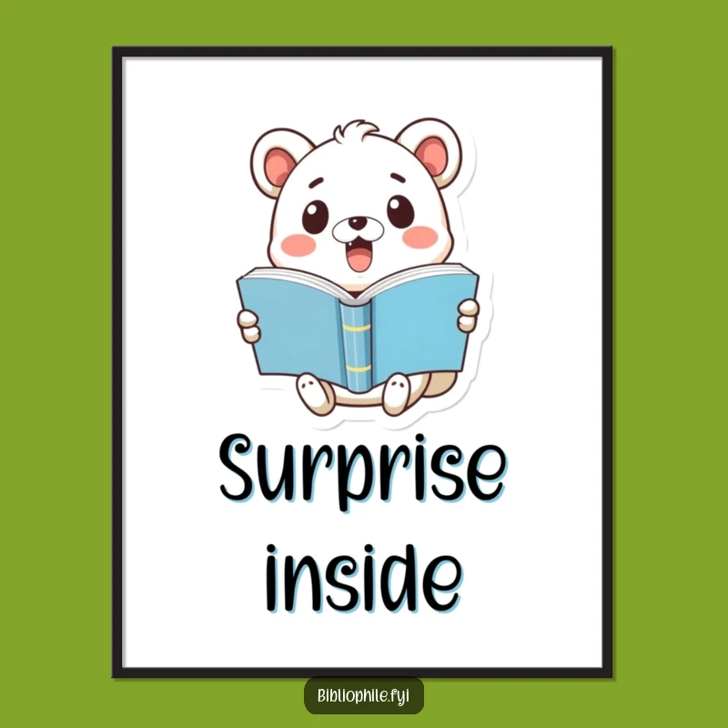 Funny Art Print: Shocked Animal Pop-Open Book Poster Gift for Walls