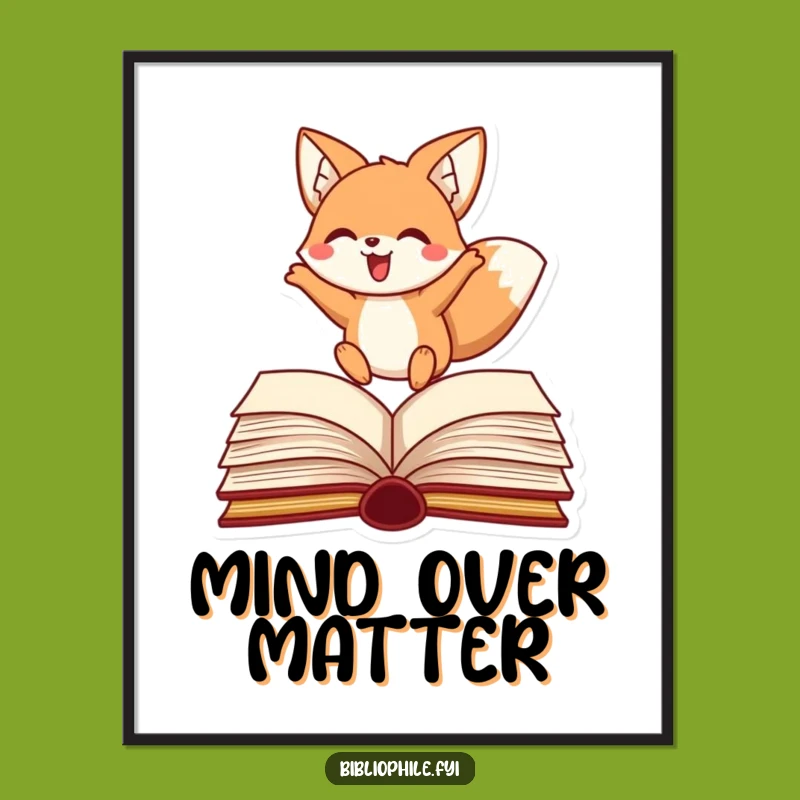 Funny Fox Leaping Poster - Dynamic Wall Art for Readers