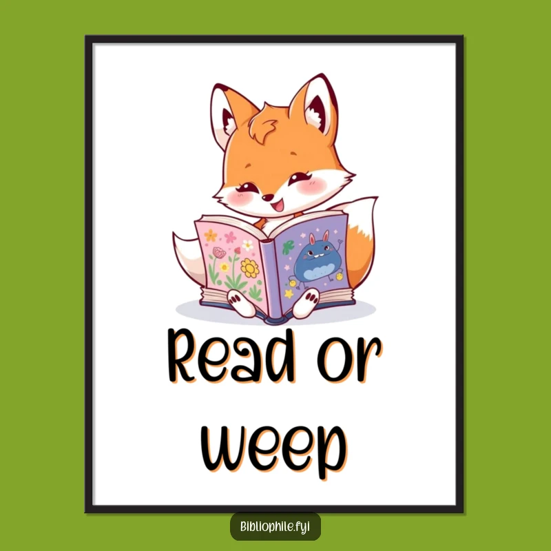 Funny Fox Reading Poster: Bring Whimsical Literary Joy to Your Walls