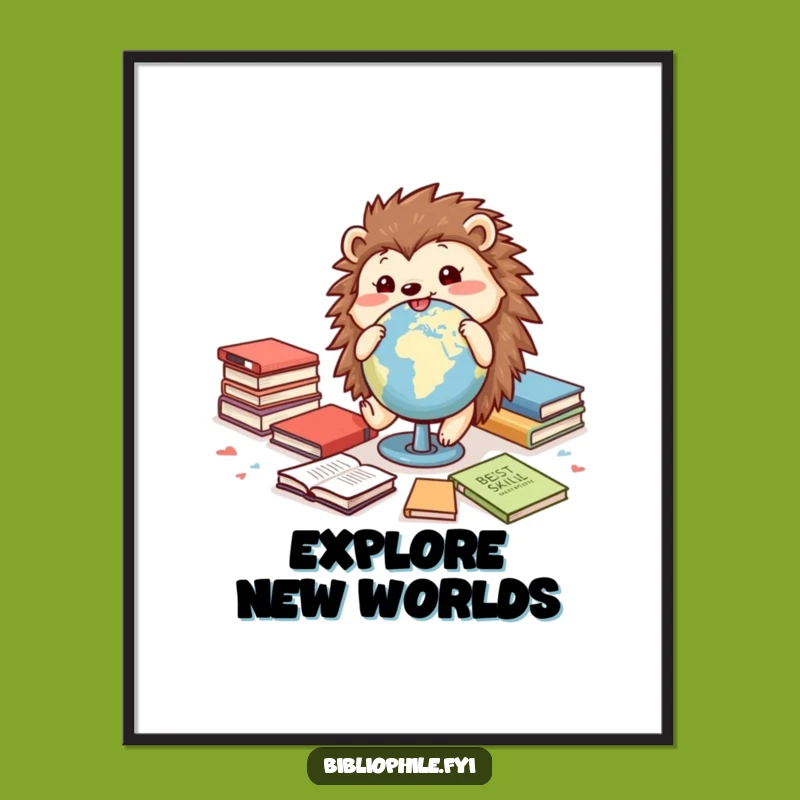 Funny Hedgehog Poster: Globe Roller Art, Cheerful Wall Decor for Adventurous Souls