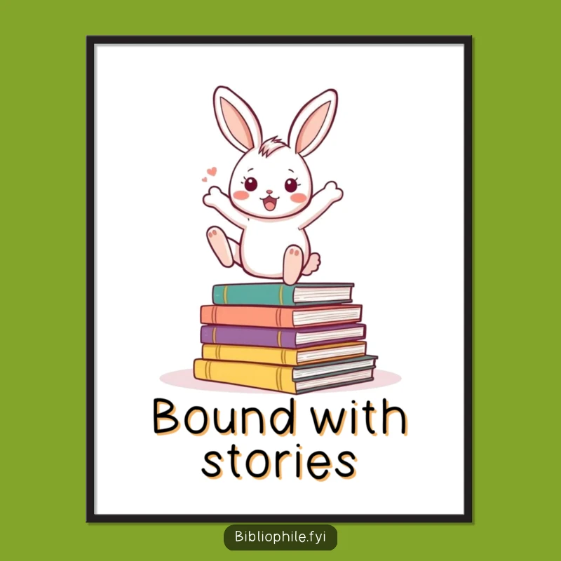 Funny Rabbit Poster: Bouncing Rabbit Storybooks Art, Hilarious Reader Decor Gift