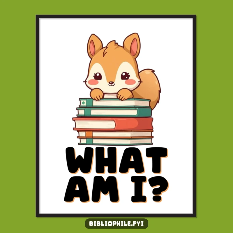 Funny Squirrel Book Hideout Poster: Whimsical Wall Art for Book Lovers' Dens