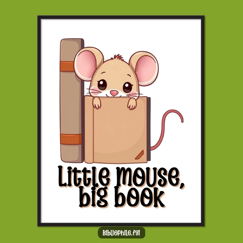 Funny Kawaii Mouse Poster - Peek-a-Boo Knowledge for Your Walls
