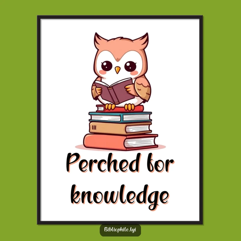 Funny Owl Reading Poster Print - Whimsical Literary Wall Art