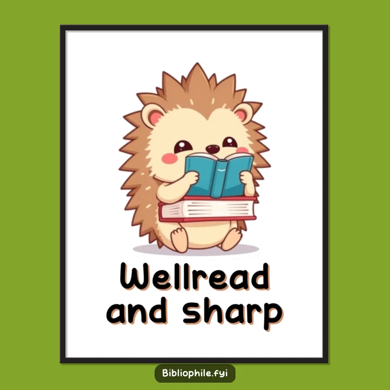Funny Kawaii Hedgehog Poster - Balanced Book Art for Your Walls