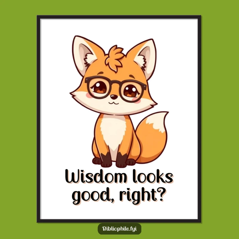 Funny Scholarly Fox Art Print: Hilarious Wall Decor for Book Nooks