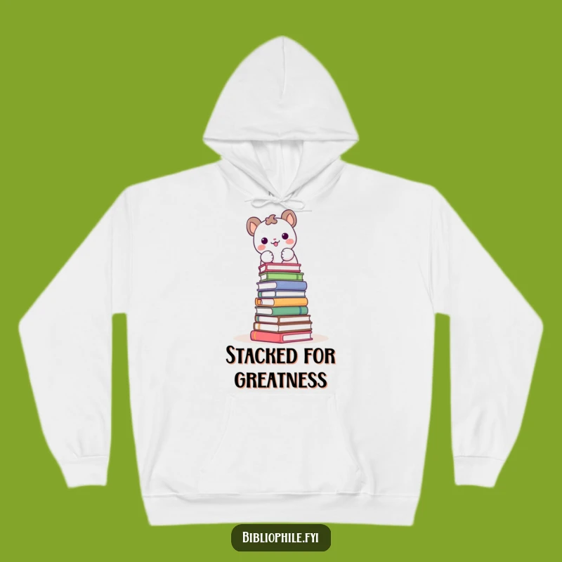 Cozy Funny Book Tower Hoodie: Joyful Animal Reading Stack Gift