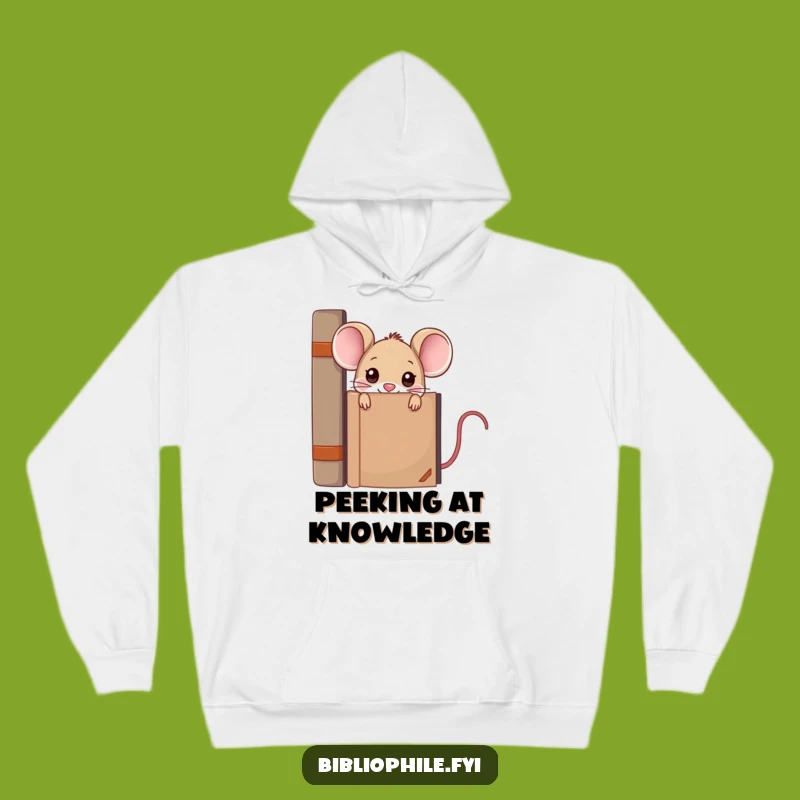 Cozy Funny Kawaii Mouse Hoodie - Peek into Comfort and Knowledge
