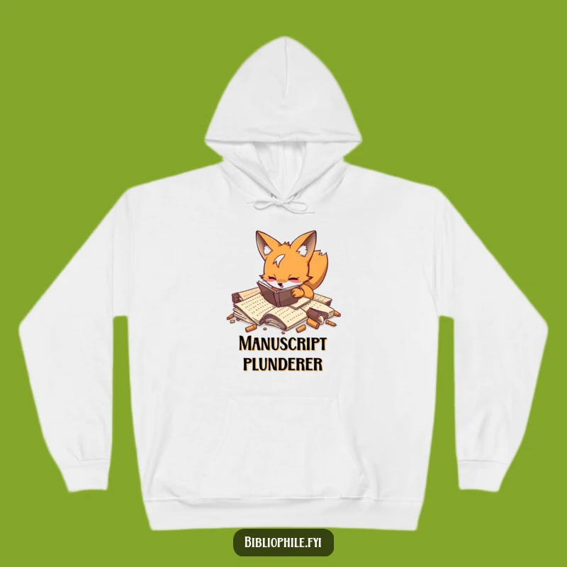 Funny Fox Researcher Hoodie: Cozy Playful Fox Manuscript Design, Warm Funny Gift for Explorers