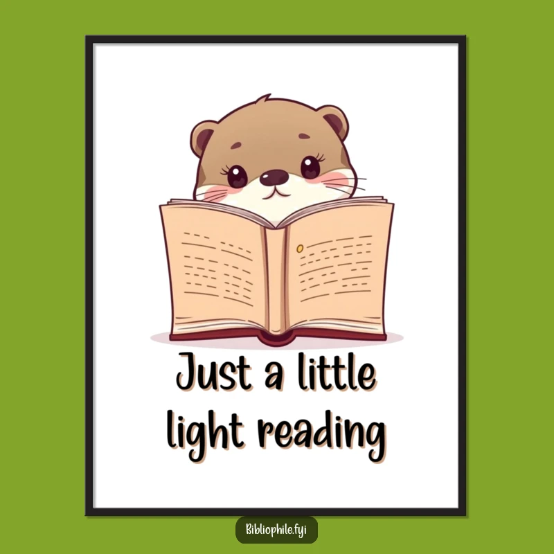 Free Printable Otter Wall Art: Funny Book Lover Peek-a-Boo Downloadable Decor Gift