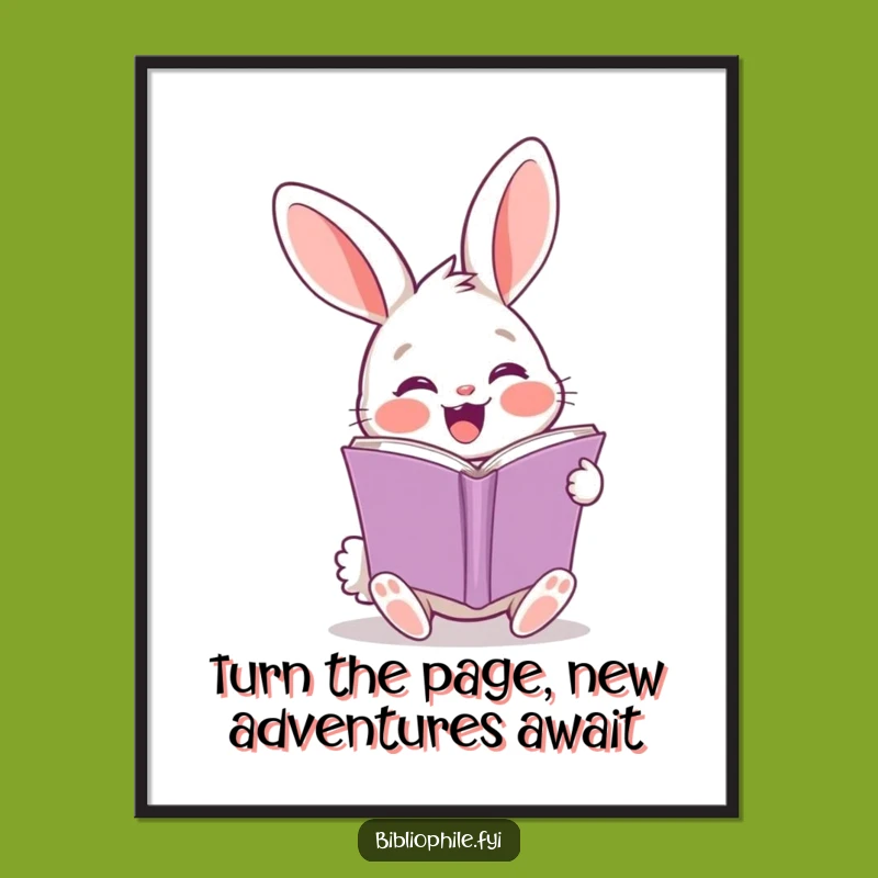 Free Printable Rabbit Wall Art: Cheerful Page-Turner Downloadable Decor for Cozy Corners