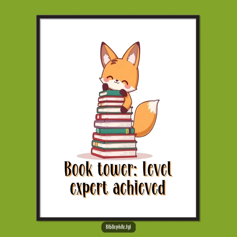 Free Printable Wall Art: Funny Fox Stacking Books DIY Downloadable Decor