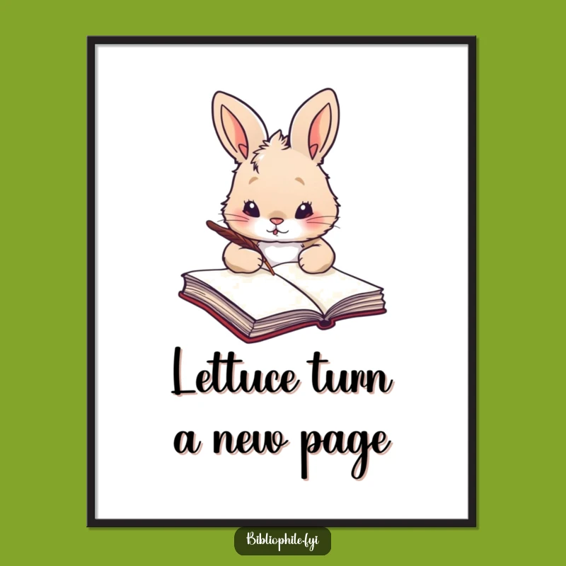 Free Printable Wall Art: Rabbit Writer, Whimsical Literary Art for Book Lovers