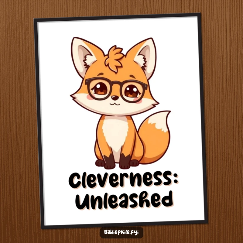 Funny Free Printable Wall Art: A scholarly fox wearing spectacles, with a wise and amusing expression, perfect for study decor.