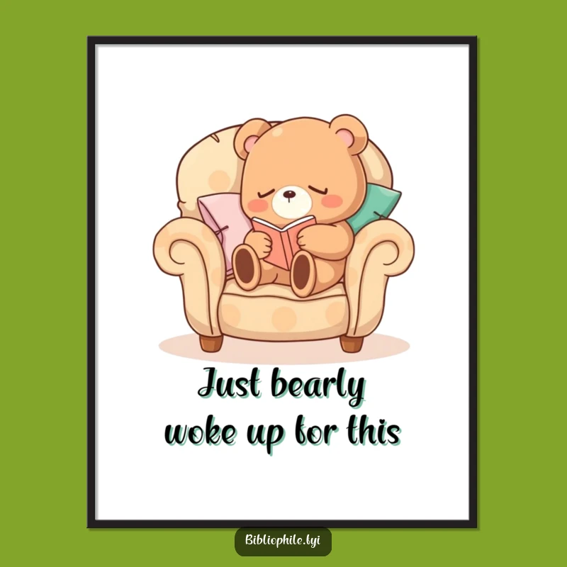 Free Printable Sleepy Bear Wall Art - Cozy Reading Nook Decor - Downloadable Art for Relaxation