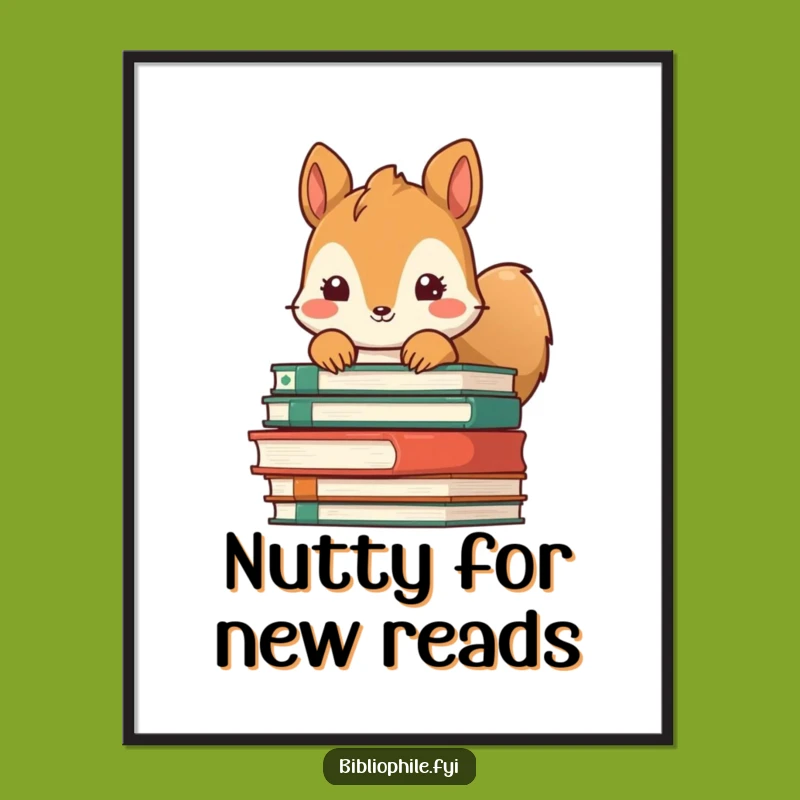 Free Printable Wall Art: Funny Squirrel in Books DIY Downloadable Decor