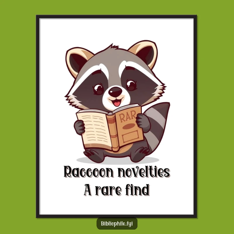 Funny Free Printable Wall Art: Excited Raccoon Rare Book Decor