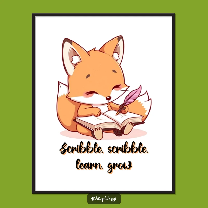 Free Printable Wall Art: Funny Kawaii Fox Journaling, Quirky Downloadable Decor