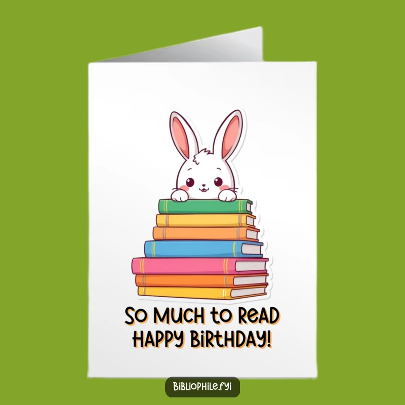Free Printable Birthday Card: Curious Rabbit, Book Lover Surprise, Fun Downloadable Gift