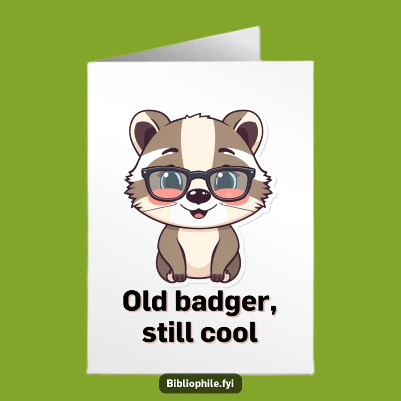 Free Printable Birthday Card: Funny Badger Reading, Downloadable DIY Gift