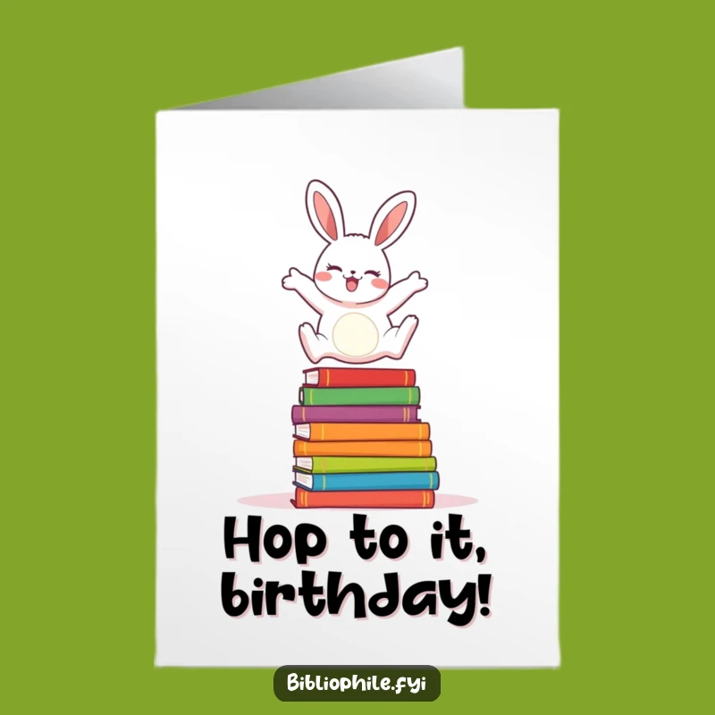 Free Printable Birthday Card: Joyful Rabbit Jumper, Funny Downloadable Greeting for Kids