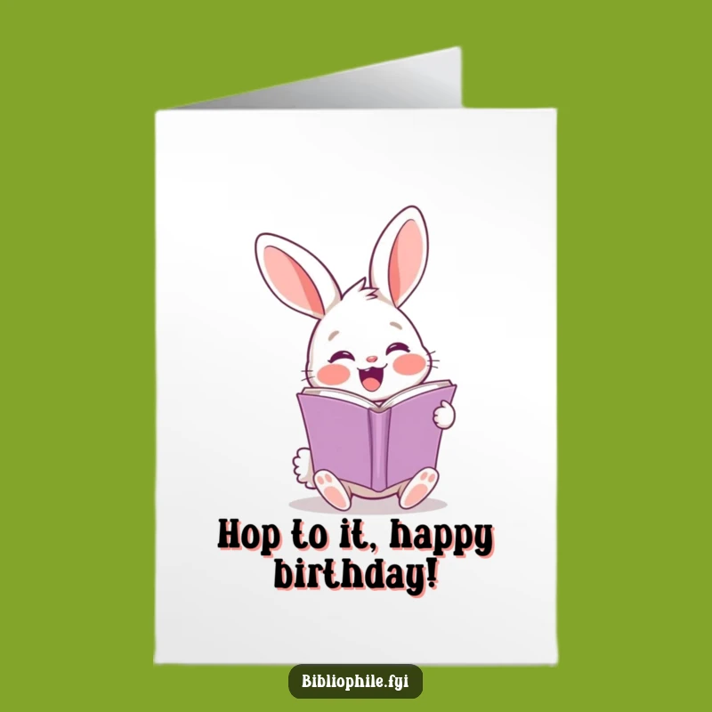 Free Printable Rabbit Birthday Card: Excited Page-Turner Fox Downloadable Gift for Readers