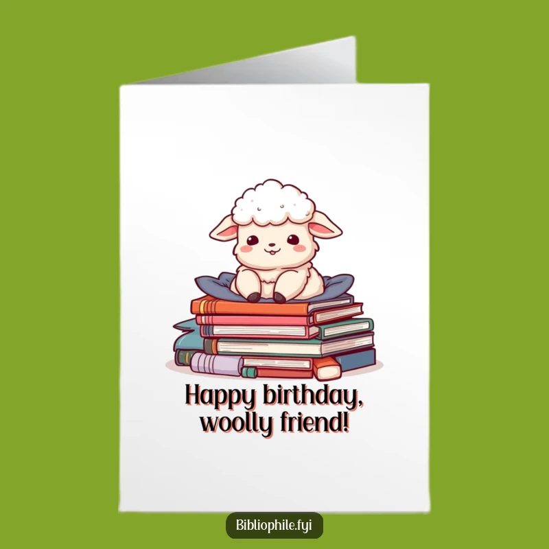 Free Printable Birthday Card: Happy Sheep & Stories, Downloadable Cozy Wish