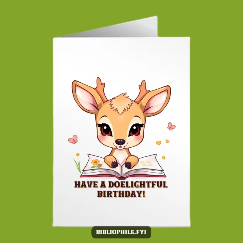 Free Printable Birthday Card: Wise Deer Reading, Enchanting DIY Gift!