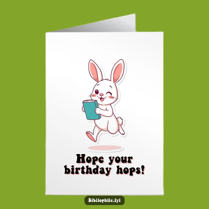Free Printable Birthday Card: Playful Rabbit's Bookish Birthday Funny Gift