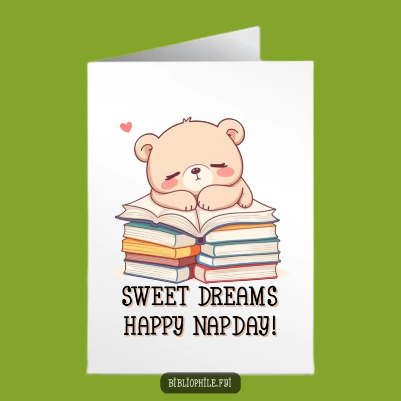 Free Printable Birthday Card: Sleepy Bear Reading, Cozy Nap Gift, Relaxing Wish