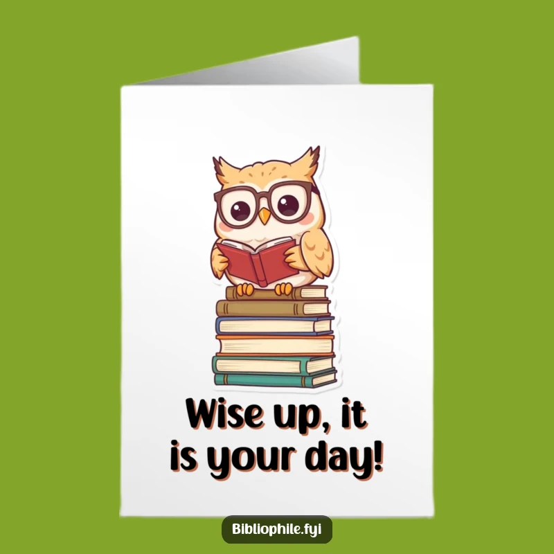 Free Printable Birthday Card: Wise Kawaii Owl Scholar, a Clever Downloadable Gift