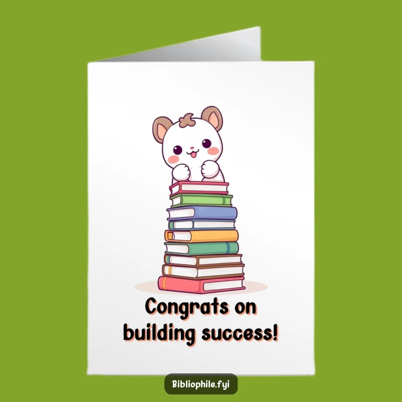 Free Printable Congrats Card: Animal Book Tower, Funny Downloadable Gift