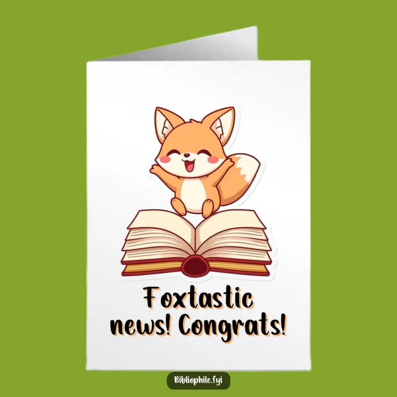 Free Printable Fox Congratulations Card: Leaping Fox Downloadable Gift for Exciting News