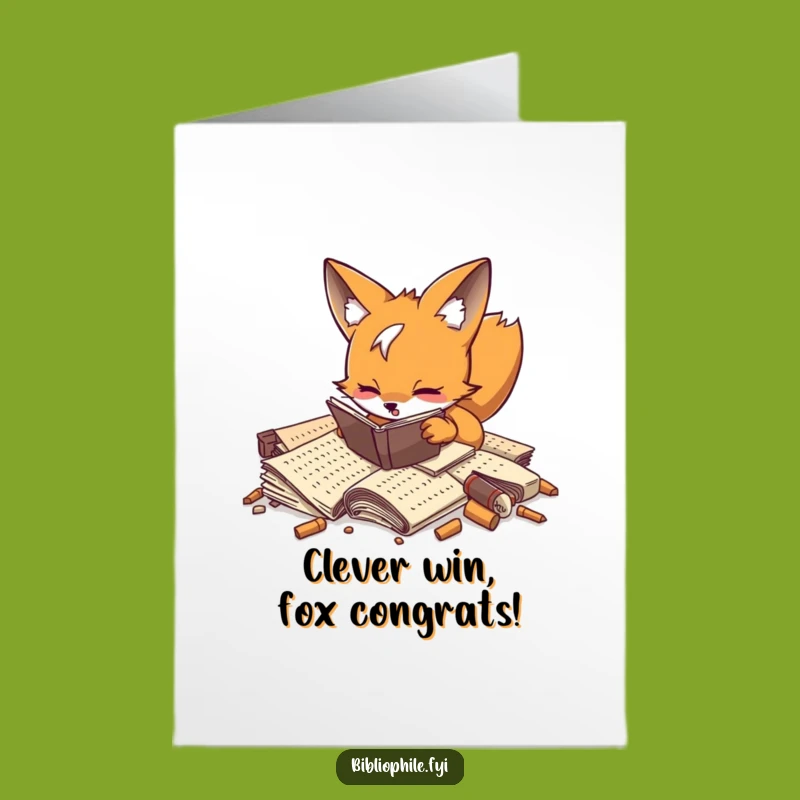 Free Printable Congrats Card: Fox's Discovery, Downloadable Celebration for Keen Minds
