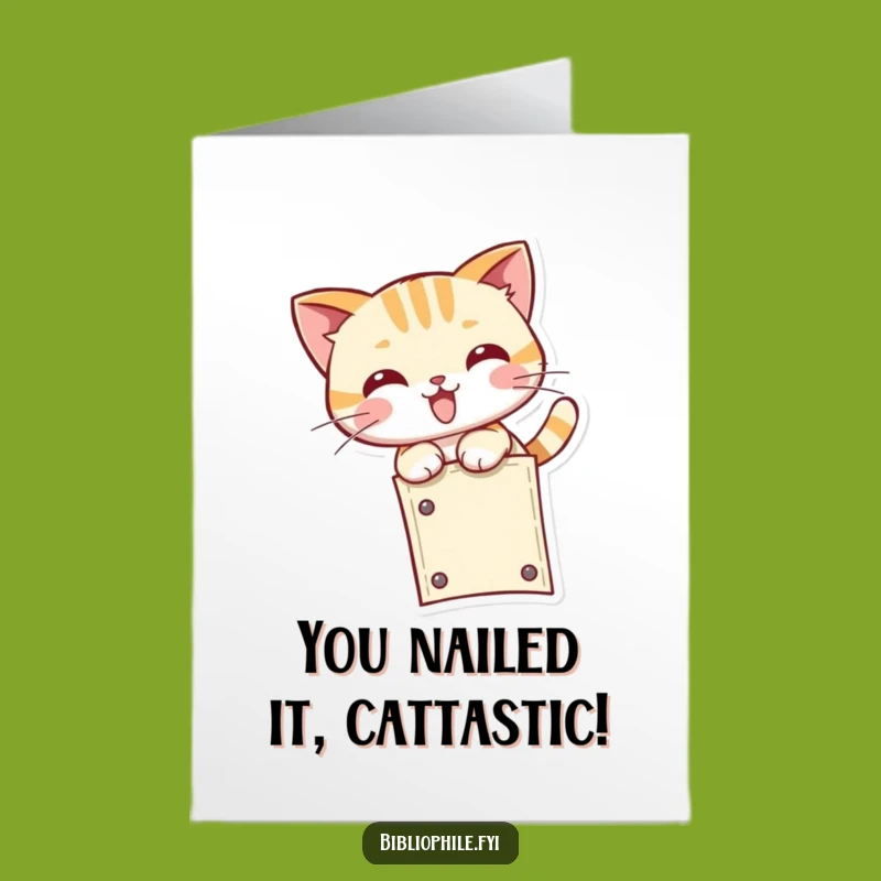 Free Printable Kawaii Cat Congrats Card: Pouncing Joy, Downloadable & Hilarious Gift