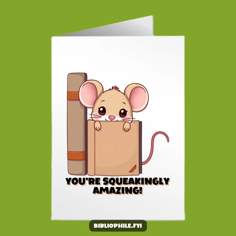 Free Printable Kawaii Mouse Congrats Card: Bookish Cheers, Downloadable & Funny Gift
