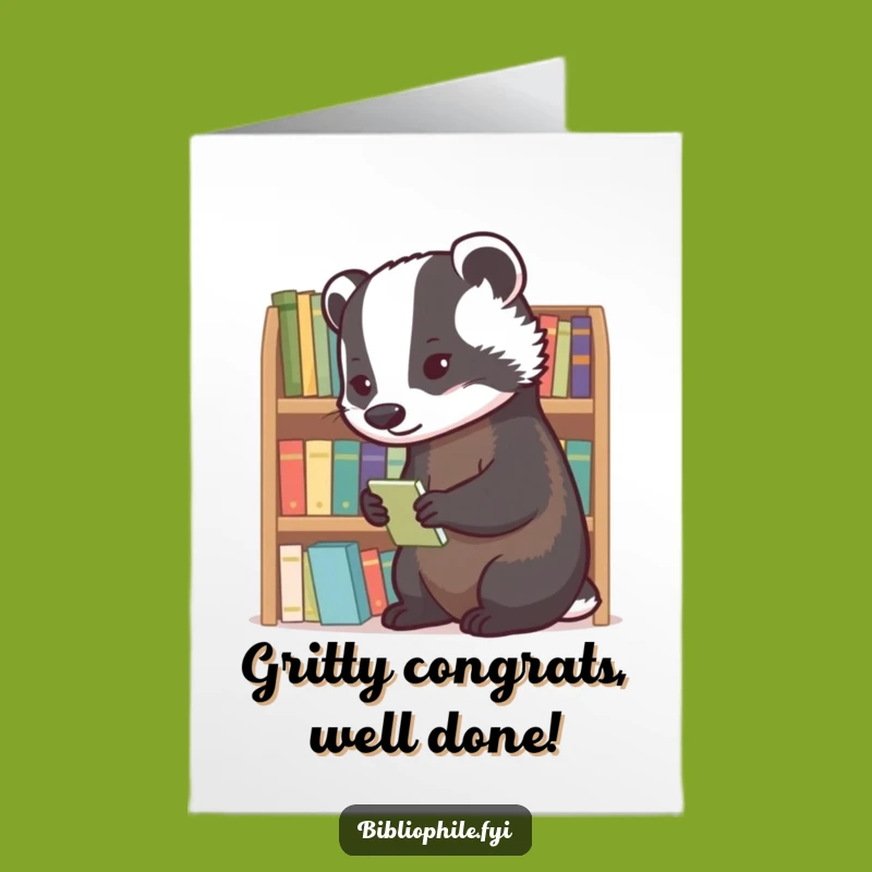 Free Printable Congrats Card: Badger's Organized Success, Downloadable Celebration for Achievers