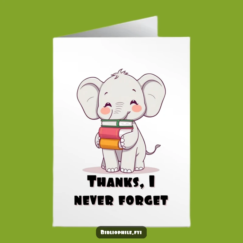 Free Printable Elephant Thank You Card: Balancing Books Gratitude Funny Downloadable Gift