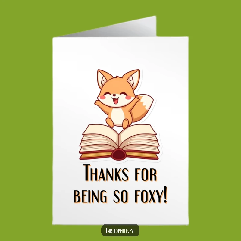 Free Printable Fox Thank You Card: Grateful Leaping Fox Downloadable Gift for Thanks
