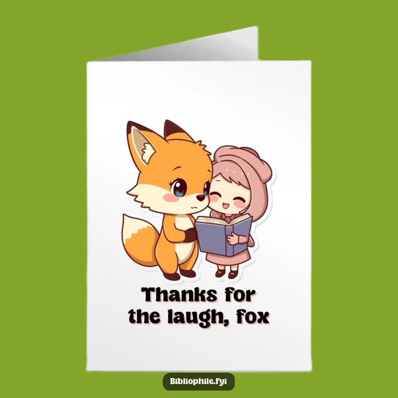 Free Printable Thank You Card: Fox & Friends Funny Book Lover Downloadable Gift