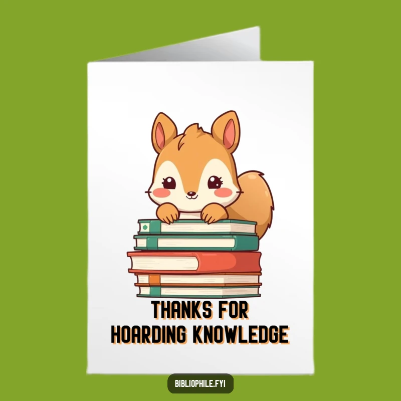 Free Printable Squirrel Thank You Card: Funny Book Lover DIY Downloadable Gift