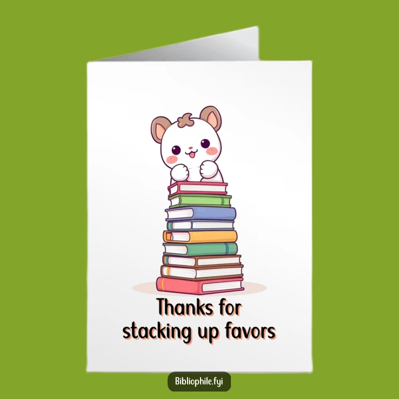 Free Printable Thank You Card: Animal Book Tower, Funny Downloadable Gift