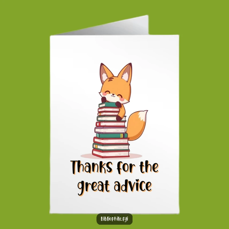 Free Printable Fox Thank You Card: Funny Book Tower DIY Downloadable Gift