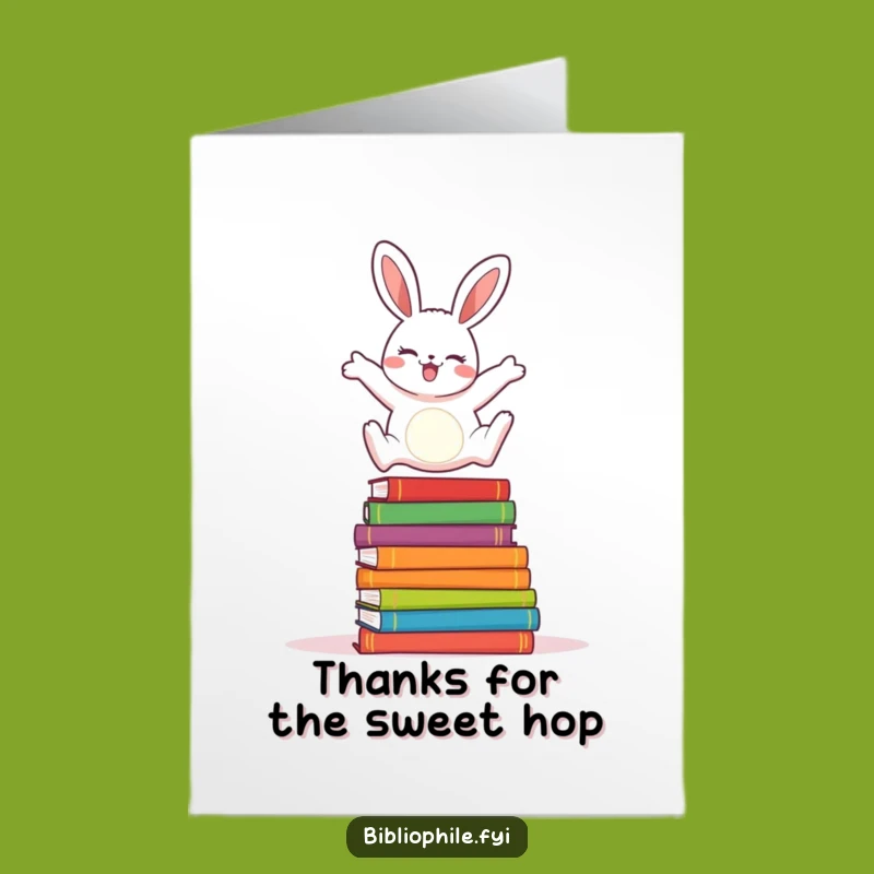 Free Printable Thank You Card: Rabbit's Joyful Thanks, Downloadable Message for Young Readers