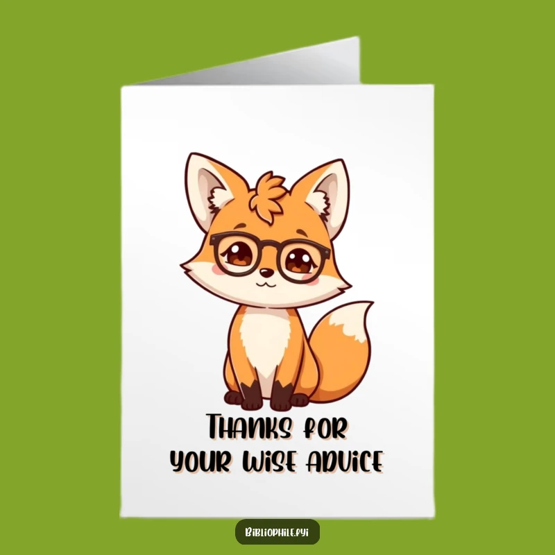 Wise Free Printable Thank You Card: Scholarly Fox Expresses Gratitude, a Downloadable Gift