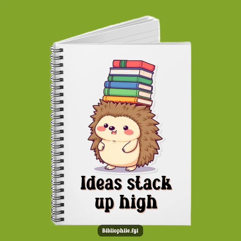 Funny Hedgehog Book Tower Notebook - Jot Down Your Literary Adventures
